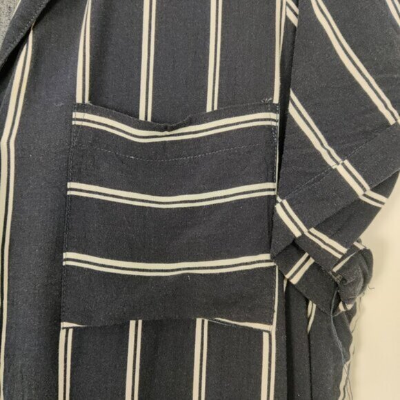 Reitmans Womens Button Down Dress Size XXL Navy White Striped - Picture 3 of 5